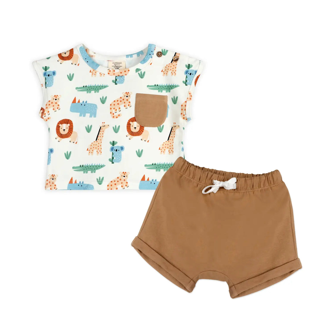 Safari Baby Tee and Shorts Set