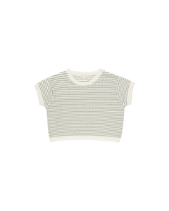 Sage Stripe Boxy Crop Knit Tee