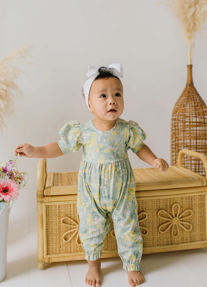 Puffed Rosie Romper - Sunlit Sage
