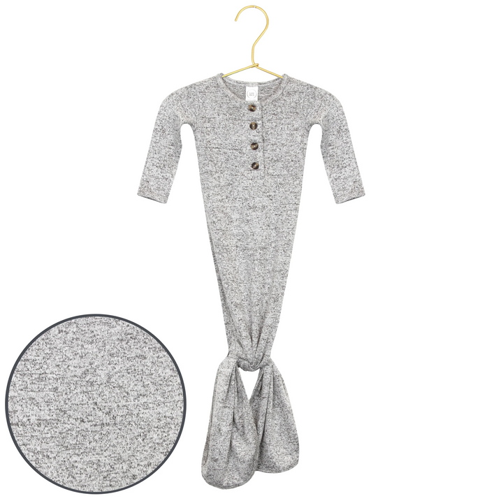 Sam Plush Grey Knit Knotted Gown nb-3 months