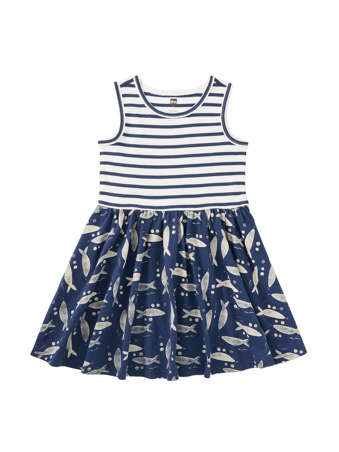 Tank Skirted Dress - Blockprint Sardines