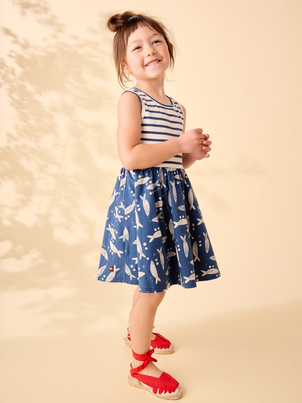 Tank Skirted Dress - Blockprint Sardines