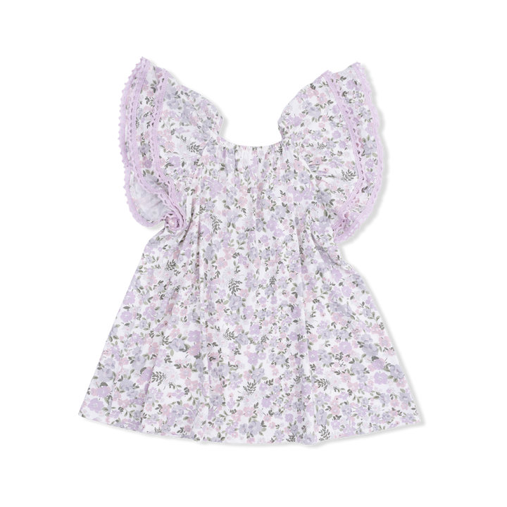 Purple Shannon Floral V-Neck Dress w/ Bloomers