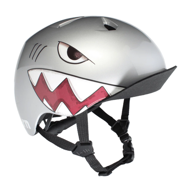 Nino DVRT Helmet Metallic Silver Shark Bite w/ Flip Visor XS/S