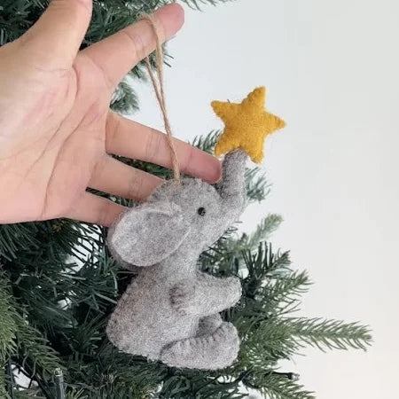 Elephant with Star Felt Ornament