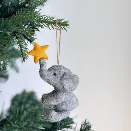 Elephant with Star Felt Ornament