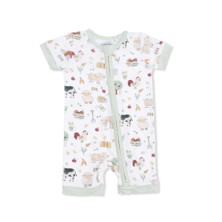 Cute Farm Animals S/S 2 Way Zipper Romper