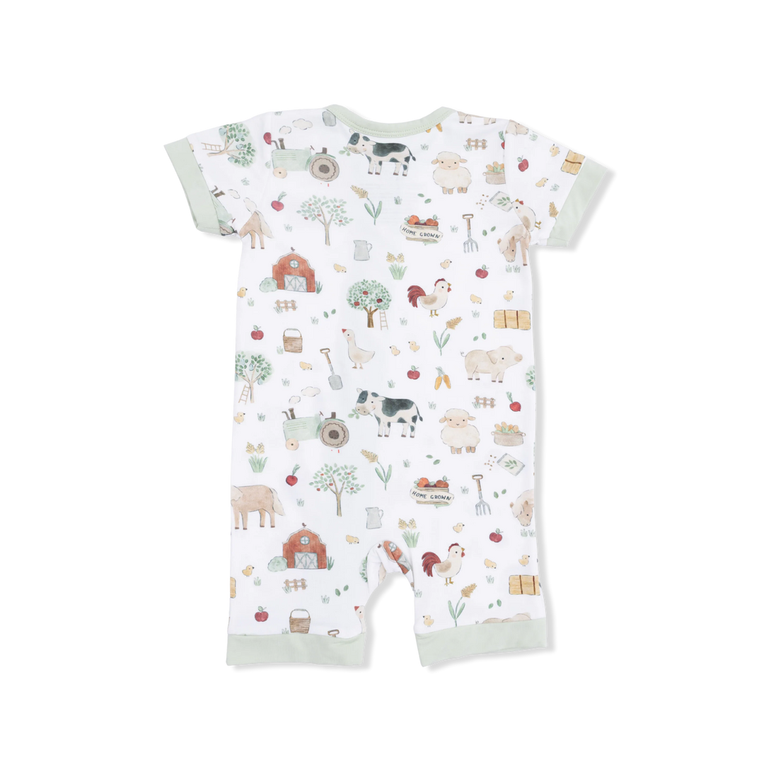 Cute Farm Animals S/S 2 Way Zipper Romper