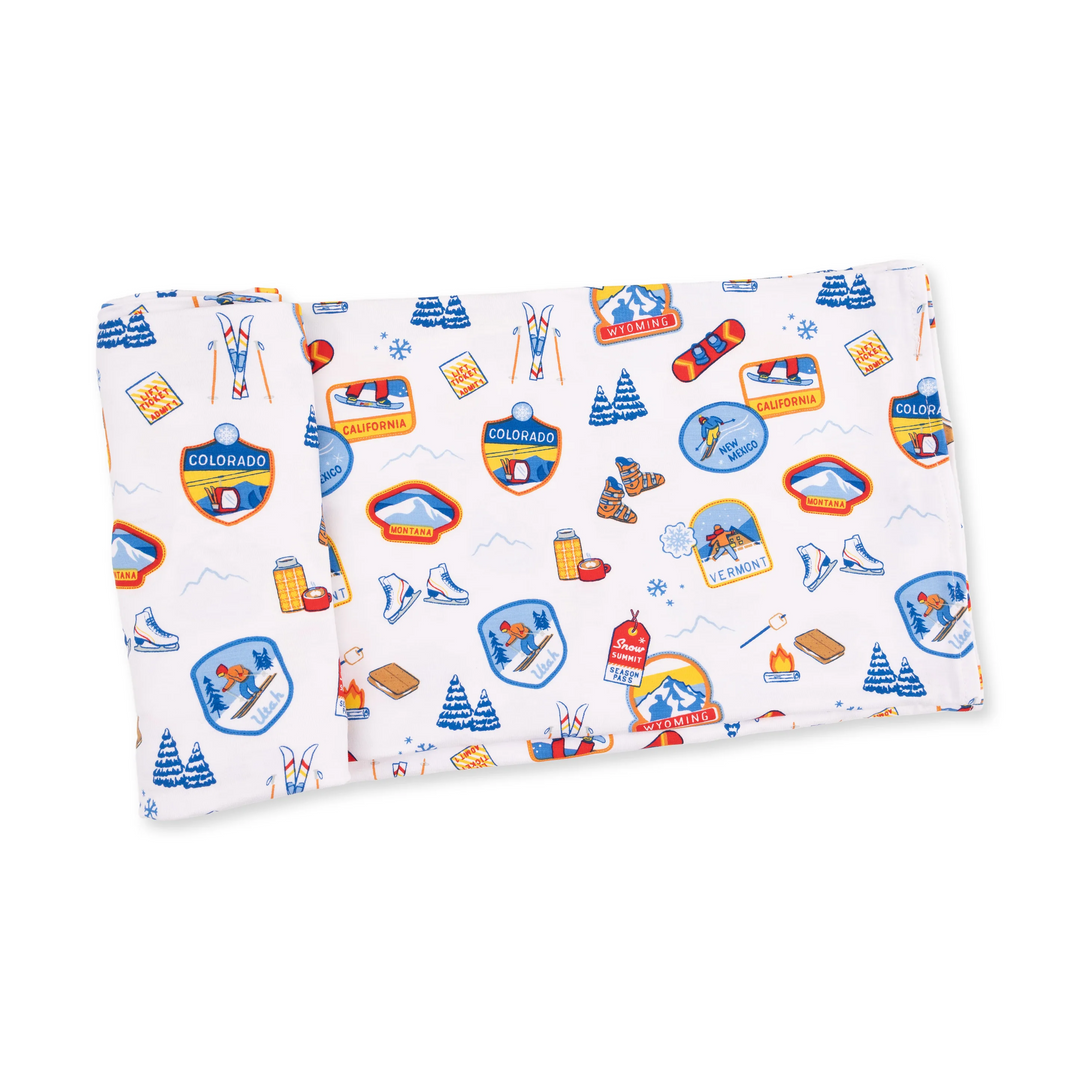 Swaddle Blanket - Vintage Ski Patches