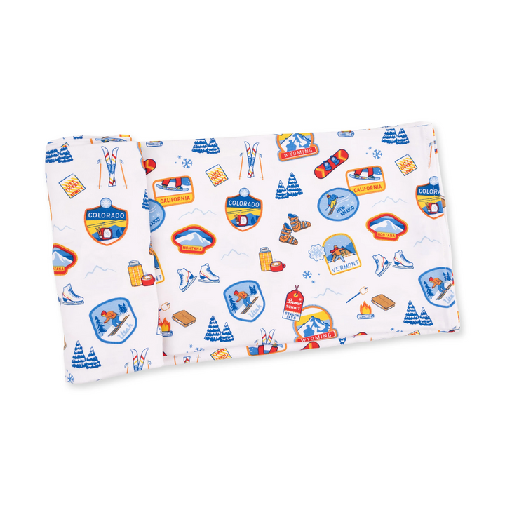 Swaddle Blanket - Vintage Ski Patches