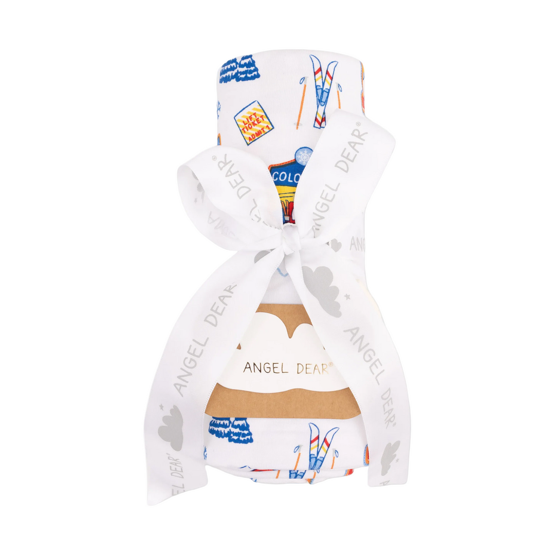 Swaddle Blanket - Vintage Ski Patches