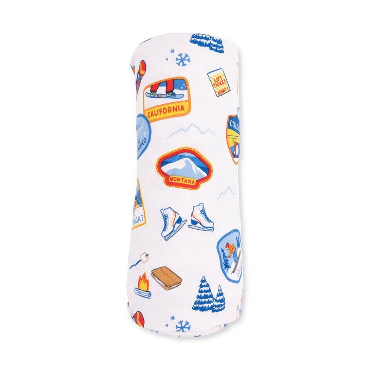 Swaddle Blanket - Vintage Ski Patches