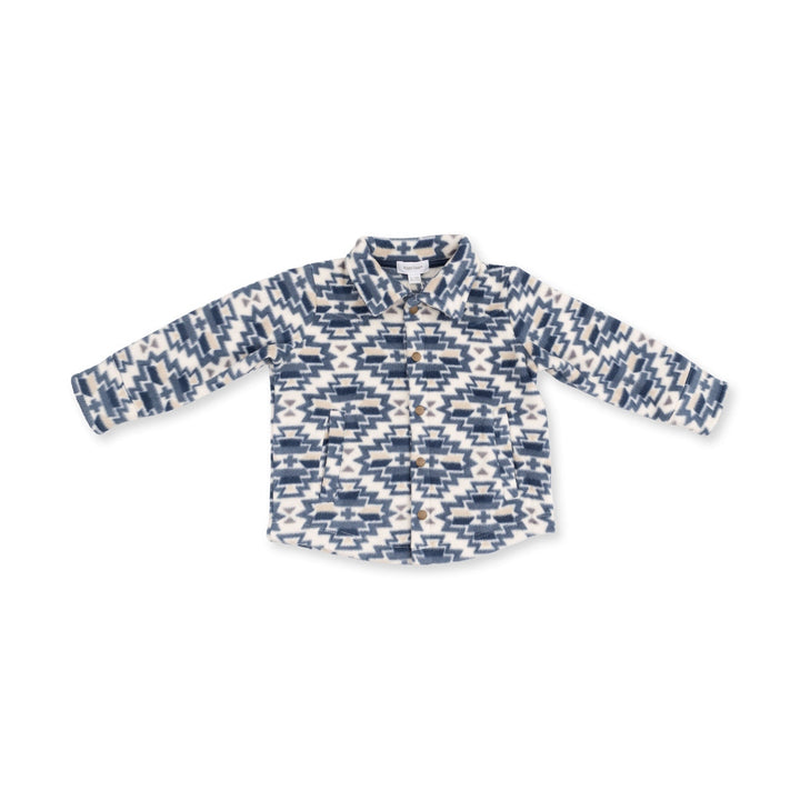 Fleece Shacket - Southwest Navy
