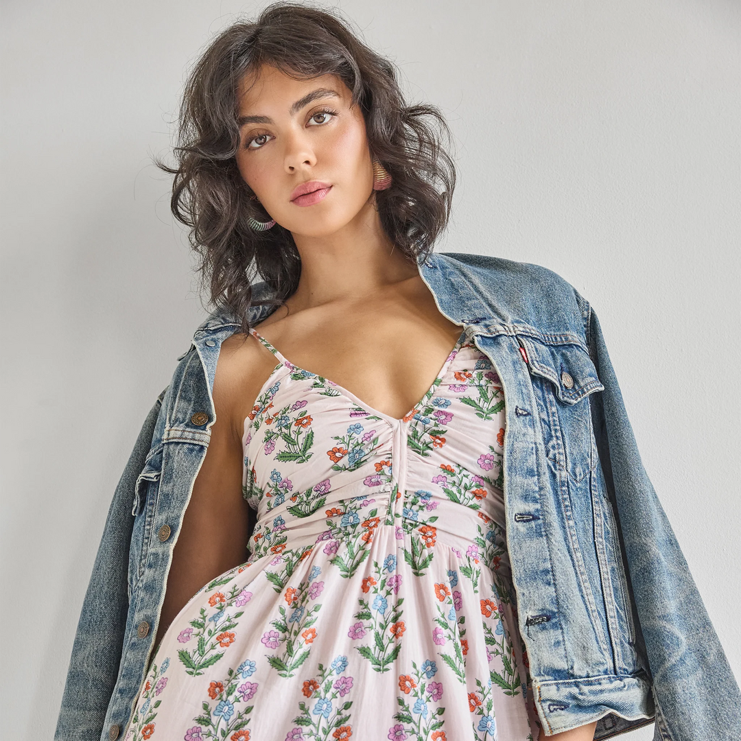 Pink Dewdrop Block Print Hope Dress