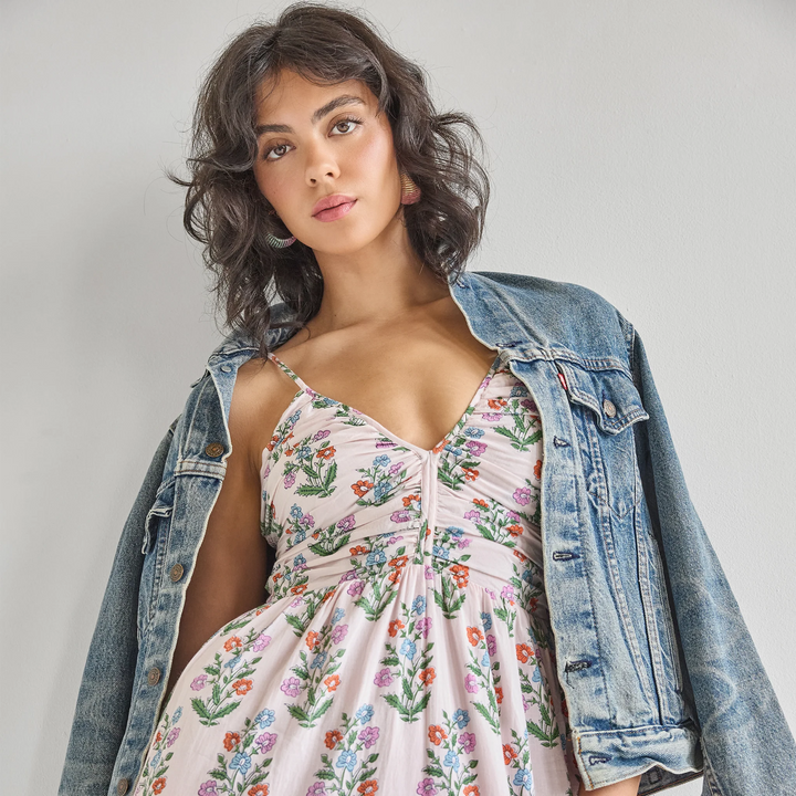 Pink Dewdrop Block Print Hope Dress