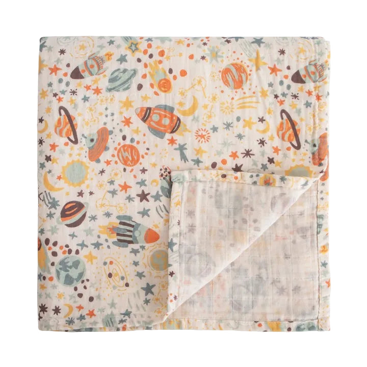 Organic Cotton Muslin Swaddle Blanket Space