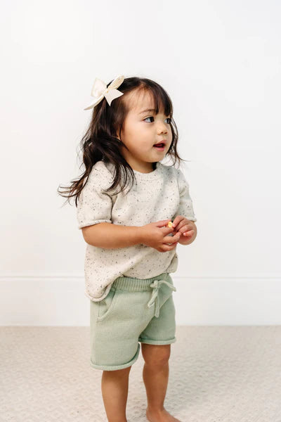 Cream Speckle Knit S/S Tee