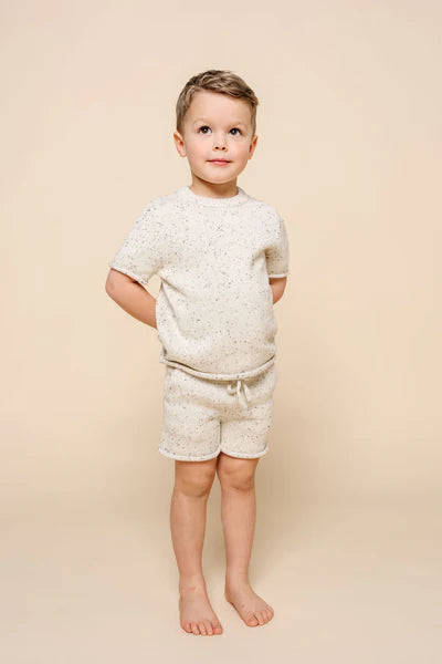 Cream Speckle Knit S/S Tee