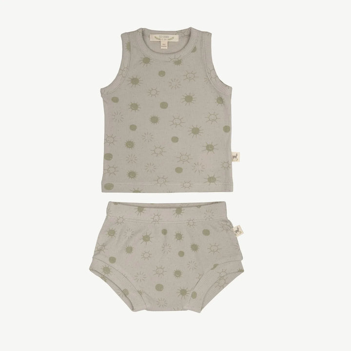 Sunny Smiles Gray Organic Tank + Bloomer Set