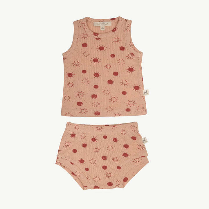 Sunny Smiles Organic Pink Tank + Bloomer Set
