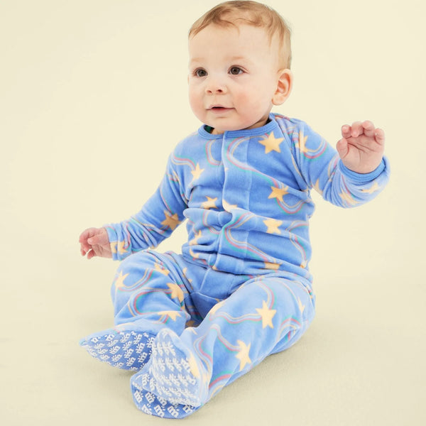 Starry Nights Velour Footed Romper