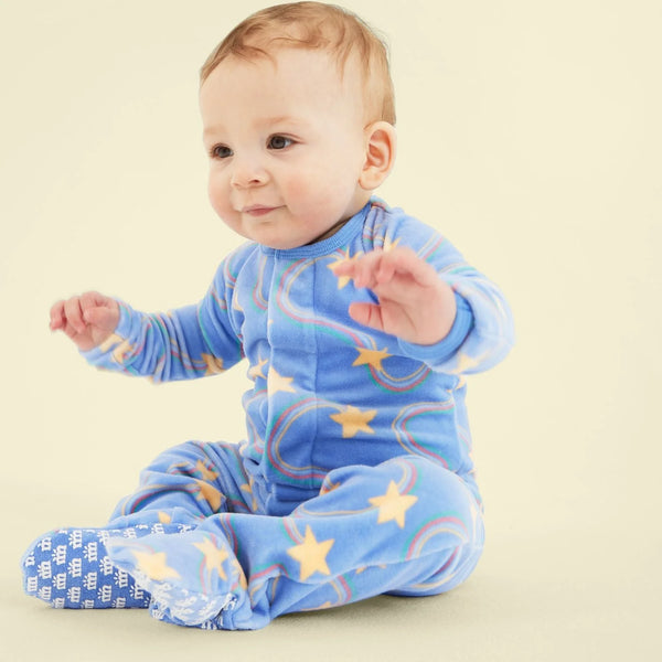 Starry Nights Velour Footed Romper