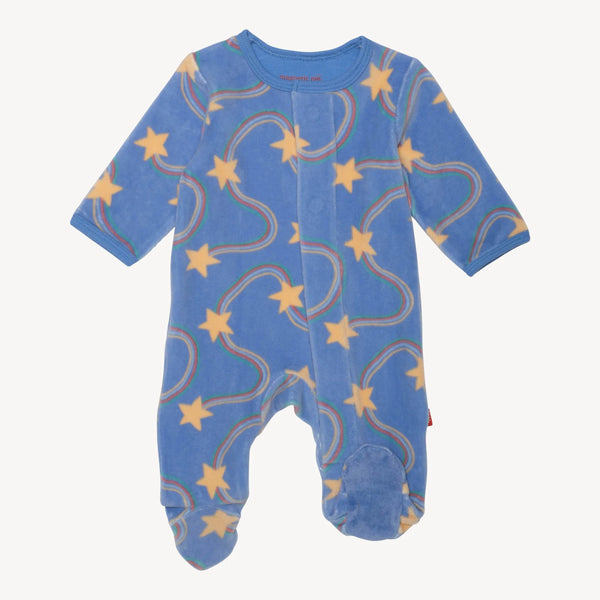 Starry Nights Velour Footed Romper