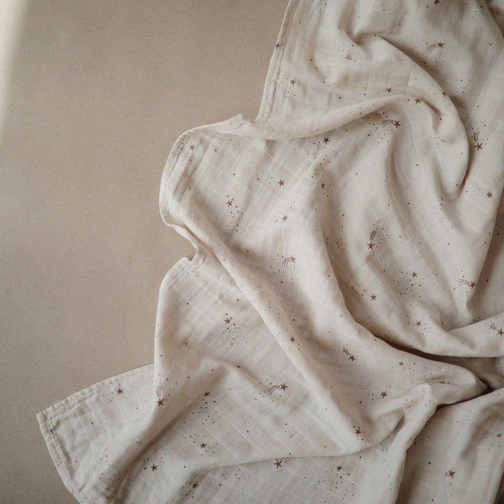 Organic Cotton Muslin Swaddle Blanket Falling Stars