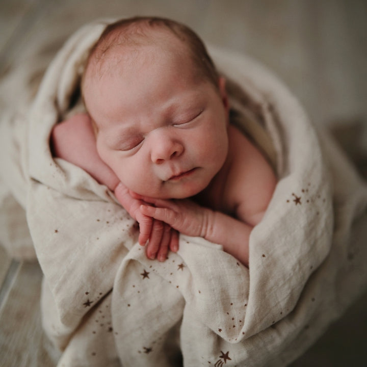 Organic Cotton Muslin Swaddle Blanket Falling Stars
