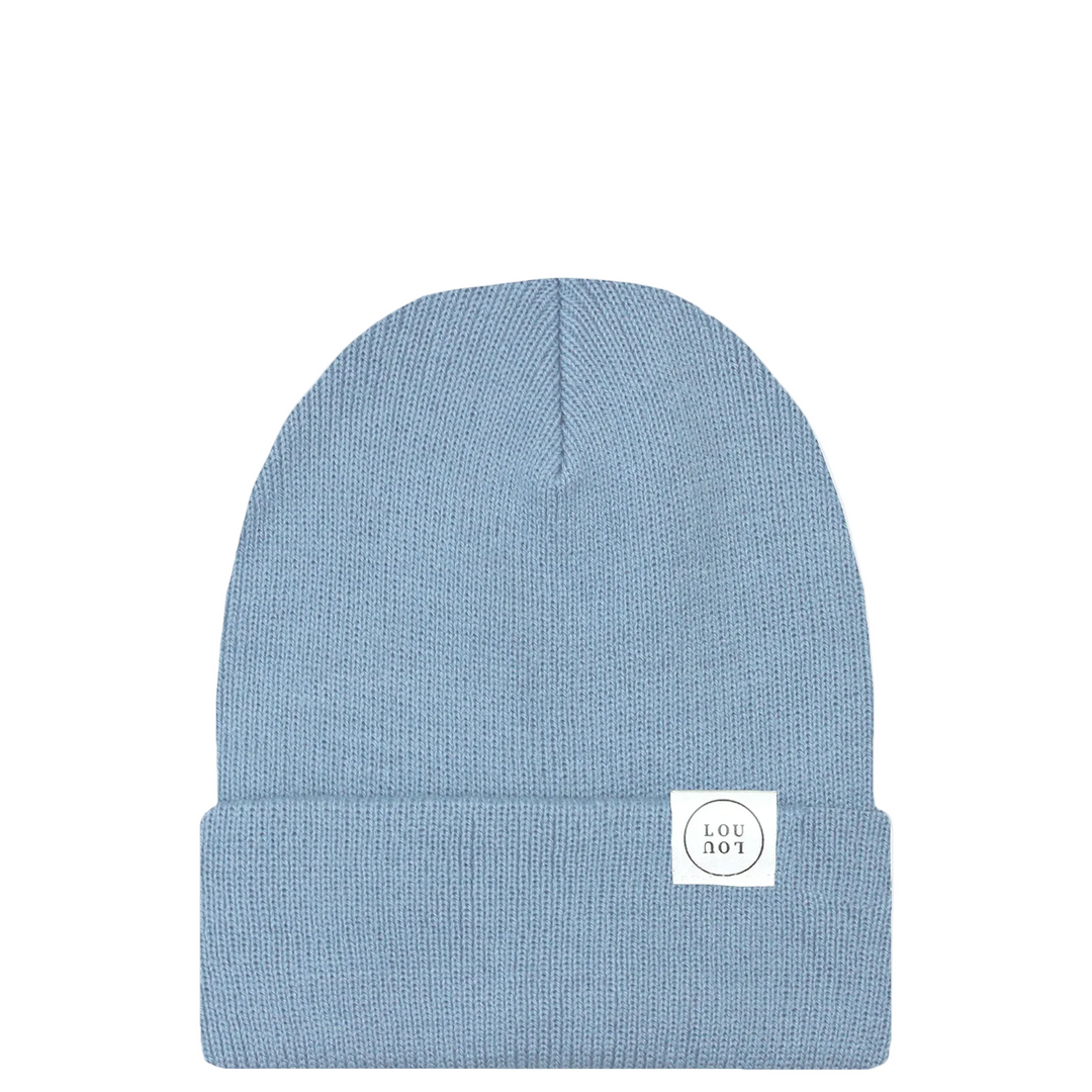 Steel Blue Beanie - No Pom (0-6M)
