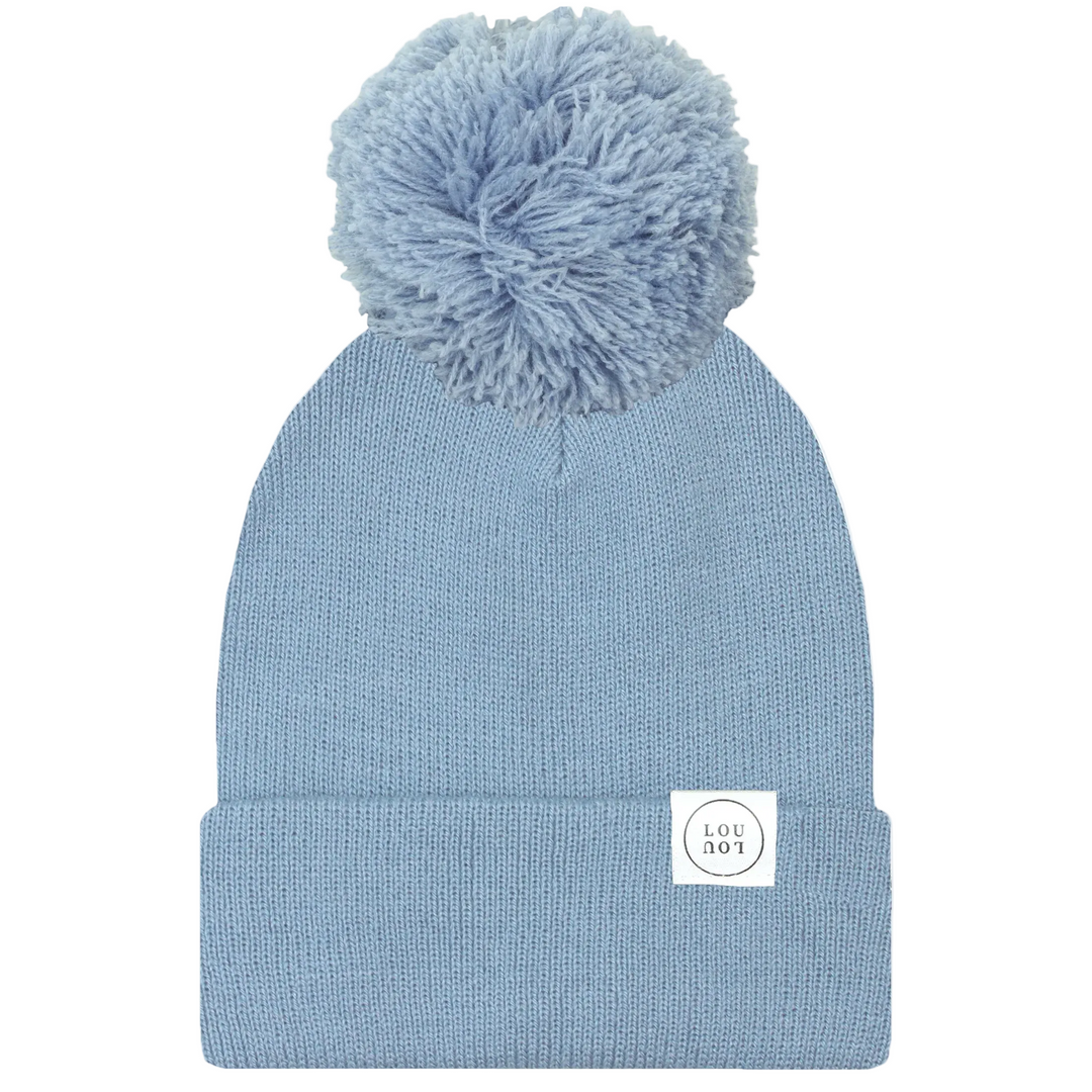 Steel Blue Beanie with Pom (6M-4Y)