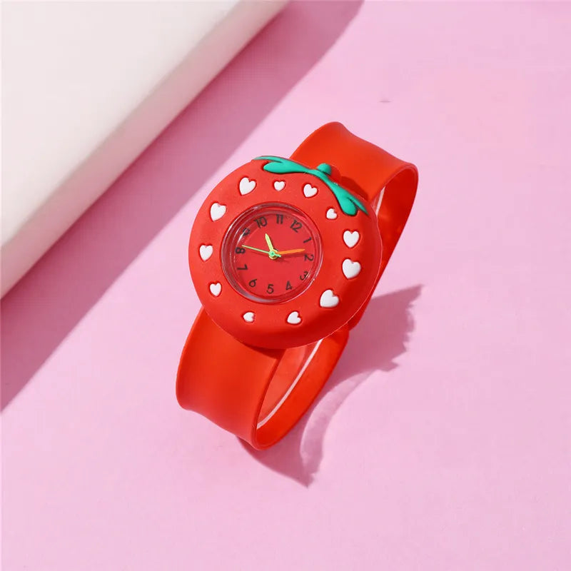 Strawberry Silicone Slap Bracelet Watch