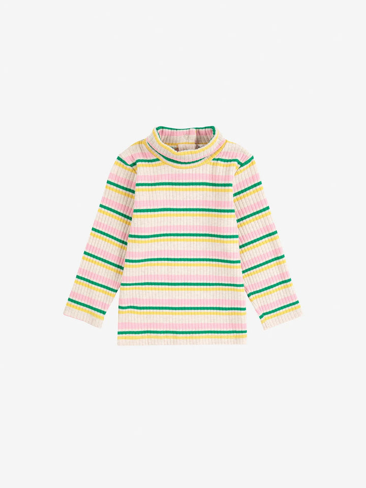 Multicolor Striped Turtleneck L/S Tee