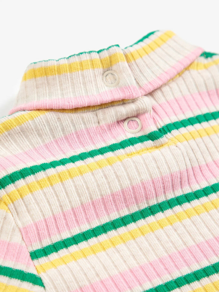 Multicolor Striped Turtleneck L/S Tee