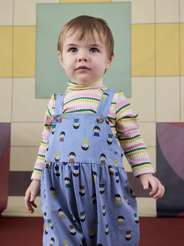 Multicolor Striped Turtleneck L/S Tee