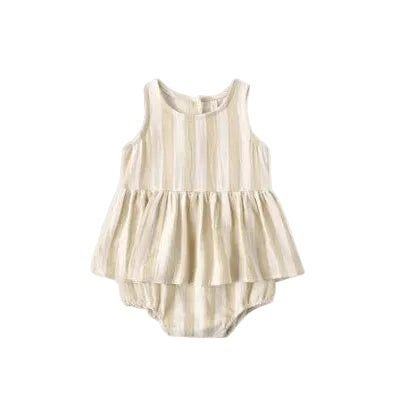 Butterscotch Summer Stripe Skirted Tank Romper