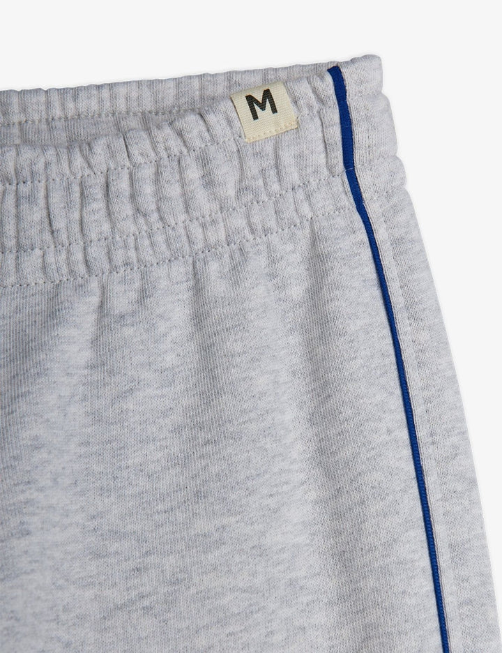 Grey Melange Plain Piping Sweatpants *
