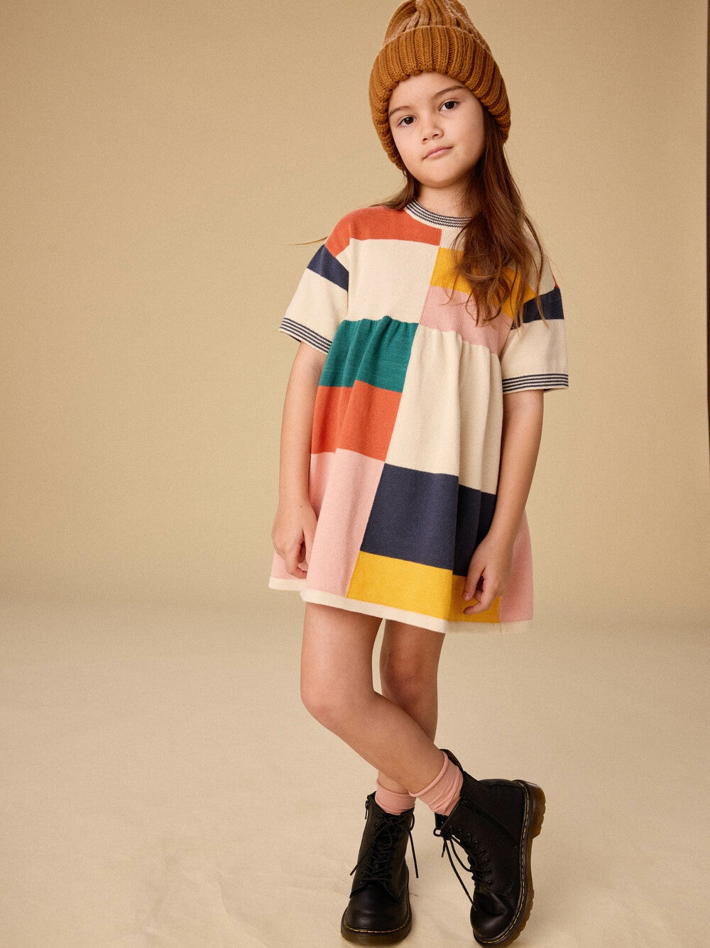 Almond Colorblock Sweater Dress