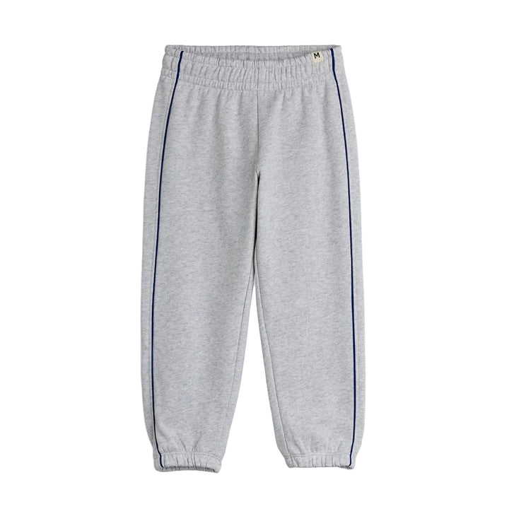 Grey Melange Plain Piping Sweatpants *