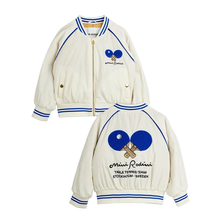 Table Tennis Team Baseball Jacket - White