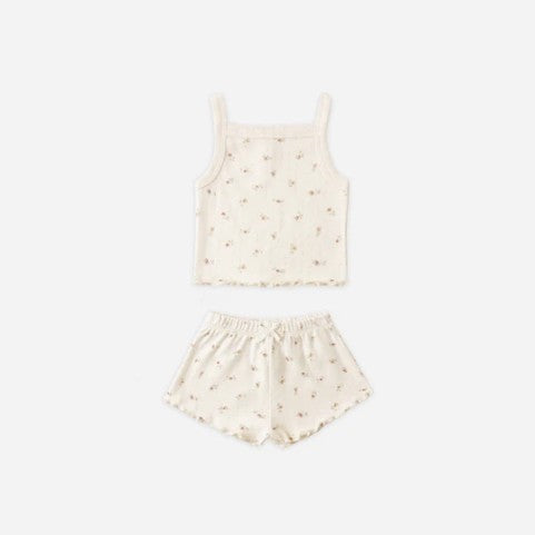 Ivory Petit Fleur Pointelle Tank + Shortie Set