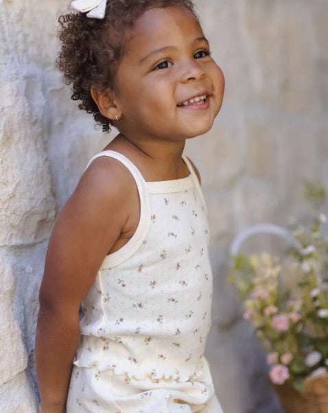 Ivory Petit Fleur Pointelle Tank + Shortie Set