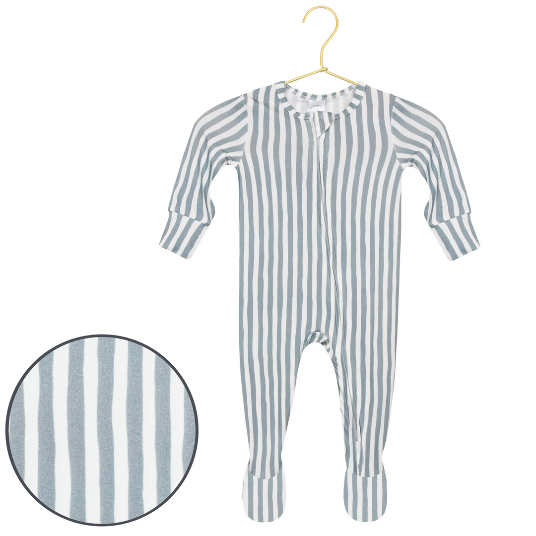 Tatum Blue Stripe Zipper Footie