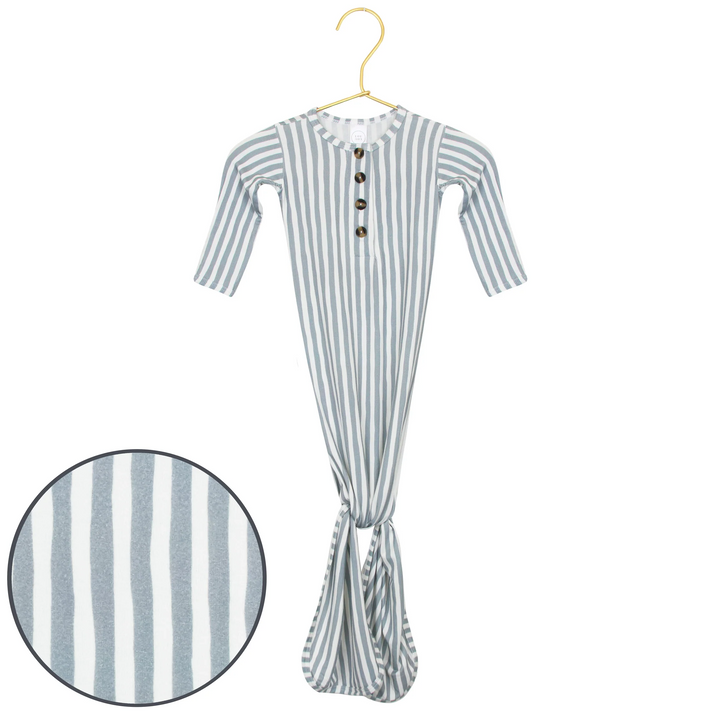 Tatum Blue Stripe Knotted Gown nb-3 months