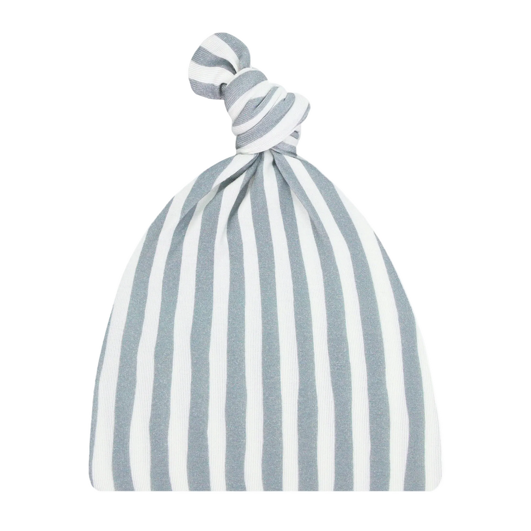 Tatum Blue Stripe Top Knot Hat nb-3 months