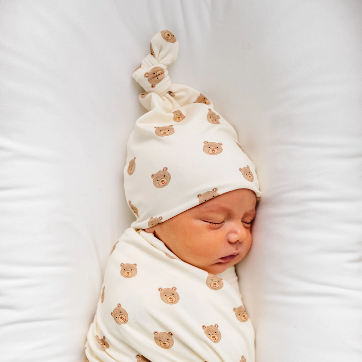 Teddy Top Knot Hat (Newborn-3M)