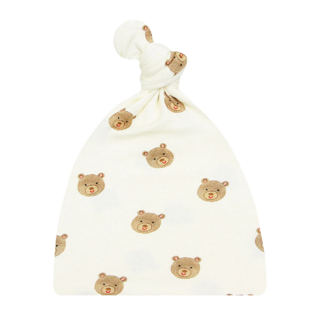 Teddy Top Knot Hat (Newborn-3M)