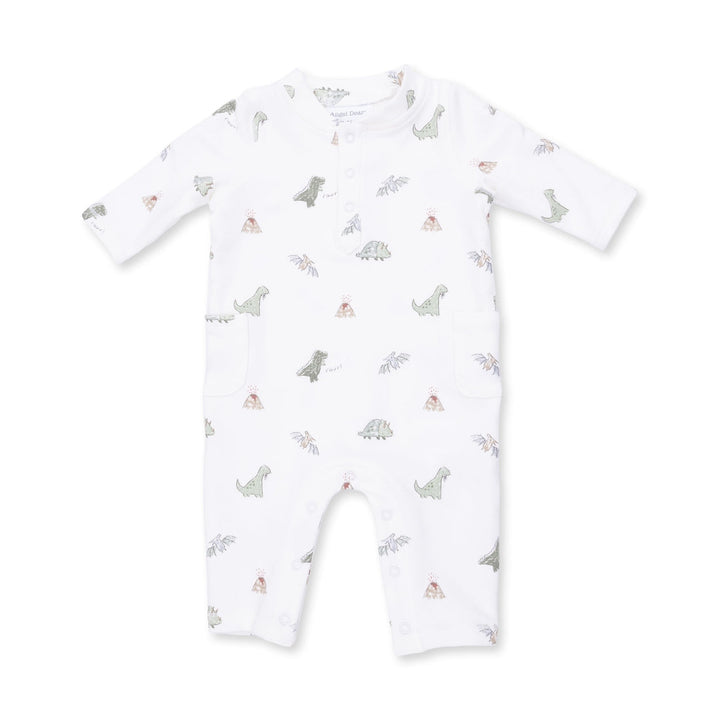 French Terry Romper - Off White Dinos