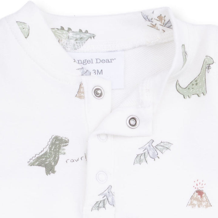 French Terry Romper - Off White Dinos