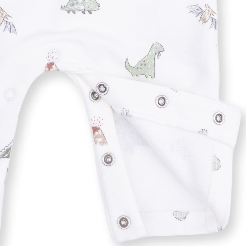 French Terry Romper - Off White Dinos